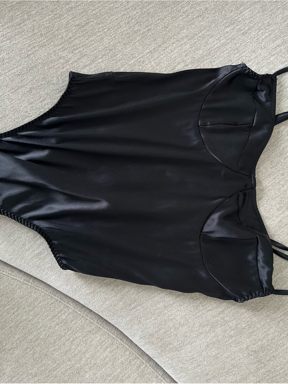 Victorias Secret Black Satin Slip Bodysuit